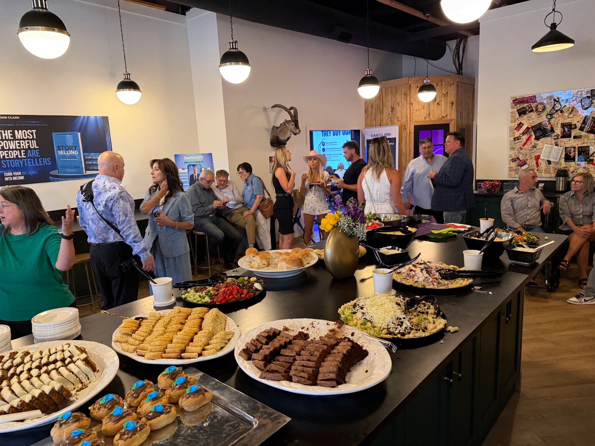Catering buffet spread on the counter during a reception
